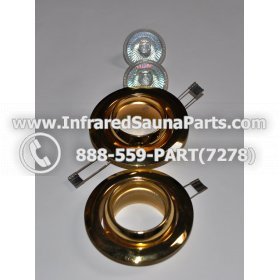 COMPLETE LIGHT ASSEMBLY 220V / 240V - COMPLETE LIGHT ASSEMBLY 2 HOUSING IN GOLD FINISH WITH 2 BULBS 220V / 240V 2